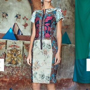 Byron Lars Anthropologie Brocade Jacquard Pencil Dress Wedding Cocktail